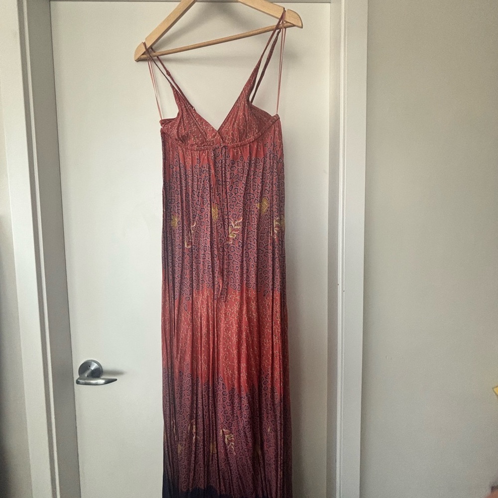 Elegant Pink  and Blue Maxi Dress